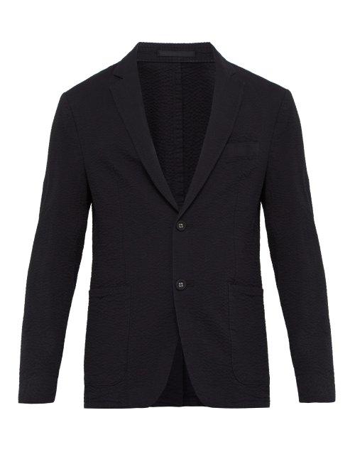 Matchesfashion.com Officine Gnrale - Lightweight Cotton Seersucker Blazer - Mens - Black