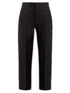 Matchesfashion.com Muveil - High Rise Lace Up Detail Cropped Trousers - Womens - Navy