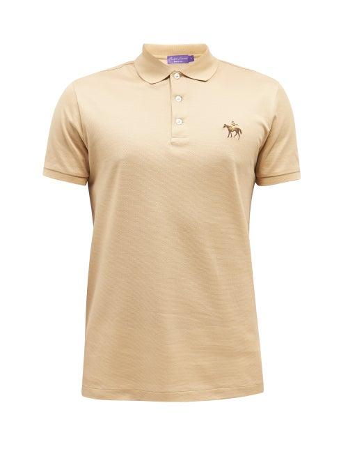 Ralph Lauren Purple Label - Logo-embroidered Cotton-piqu Polo Shirt - Mens - Beige