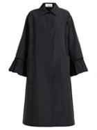 Matchesfashion.com Valentino - Flared Sleeve Cotton Blend Faille Coat - Womens - Black