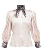 Matchesfashion.com Edeltrud Hofmann - Nico High Neck Silk Blouse - Womens - Pink Multi