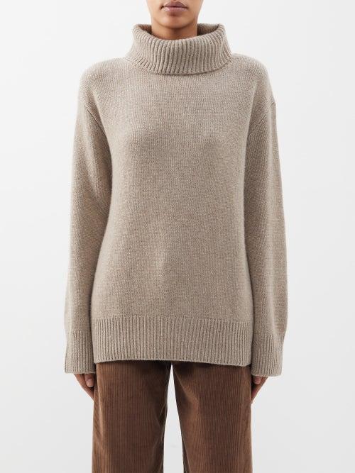 Lisa Yang - Holly Roll-neck Cashmere Sweater - Womens - Light Beige