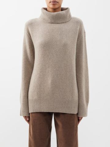 Lisa Yang - Holly Roll-neck Cashmere Sweater - Womens - Light Beige