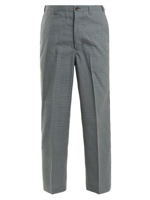 Matchesfashion.com Chimala - Checked Straight Leg Wool Blend Trousers - Womens - Green Multi