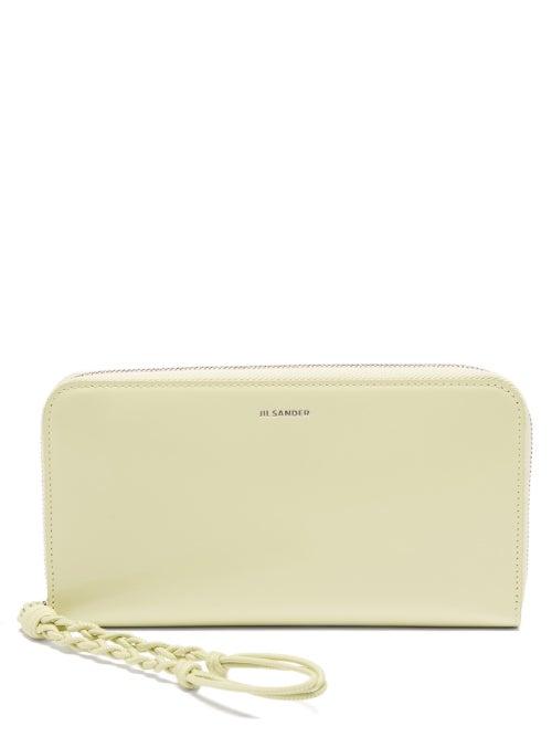Jil Sander - Tangle Wristlet Leather Wallet - Womens - Light Green