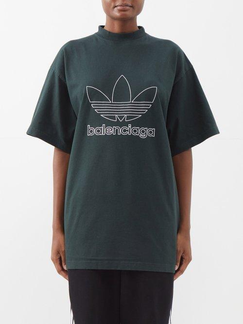 Balenciaga - X Adidas Logo-print Oversized Cotton T-shirt - Womens - Green
