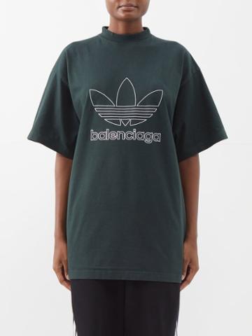 Balenciaga - X Adidas Logo-print Oversized Cotton T-shirt - Womens - Green
