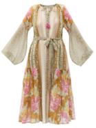Matchesfashion.com D'ascoli - Irina Floral-print Cotton-voile Dress - Womens - Green Multi