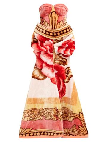 Matchesfashion.com Marine Serre - Sweetheart Bodice Floral Print Fleece Gown - Womens - Multi