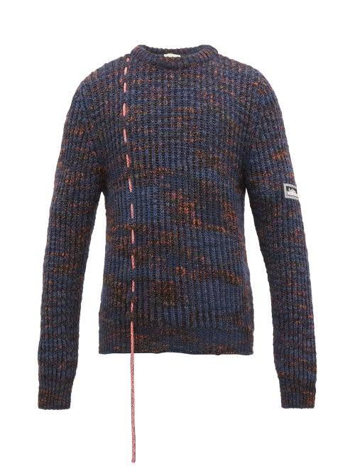 Matchesfashion.com Aries - Space Dye Ribbed Knit Sweater - Mens - Blue