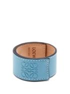 Matchesfashion.com Loewe - Anagram Debossed Leather Snap Cuff - Womens - Blue