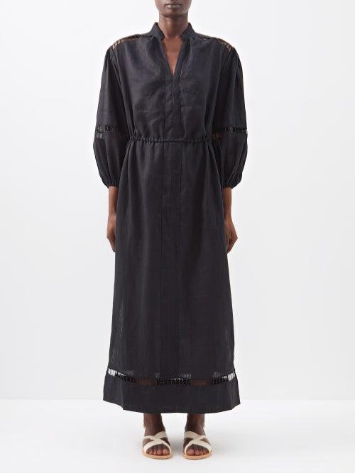 Boteh - Ismena Linen Smock Dress - Womens - Black