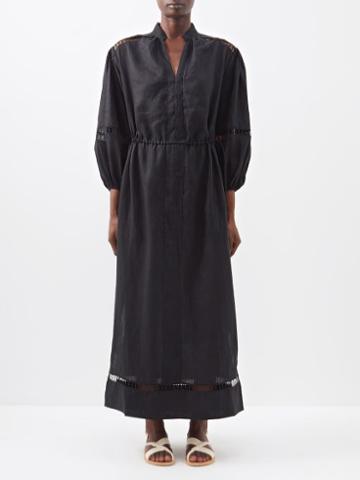 Boteh - Ismena Linen Smock Dress - Womens - Black