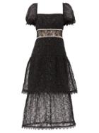 Matchesfashion.com Self-portrait - Crystal And Sequin-embellished Layered Lace Dress - Womens - Black