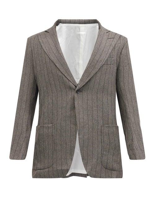 Matchesfashion.com Needles - Striped Flannel Suit Jacket - Mens - Grey
