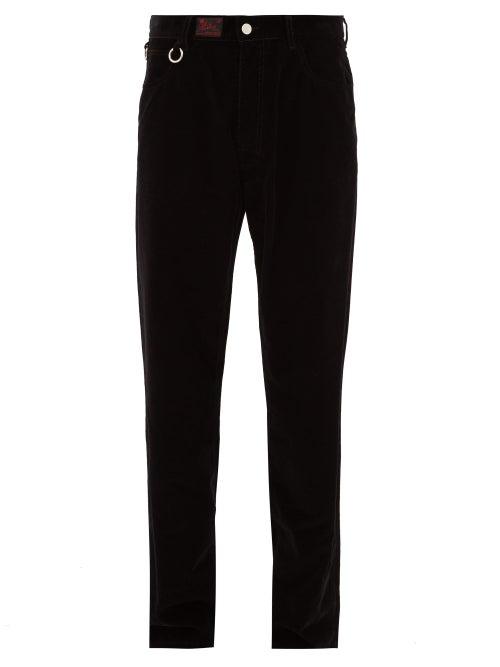 Matchesfashion.com Raf Simons - Ring And Logo Patch Corduroy Trousers - Mens - Black
