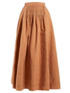 Roksanda Ayana Pintuck-detail Linen-blend Full Skirt