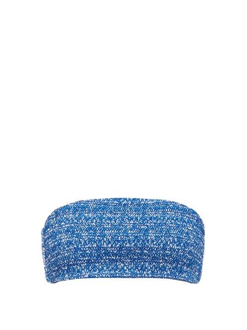 Matchesfashion.com The Upside - Beverly China Print Shirred Bikini Top - Womens - Blue White