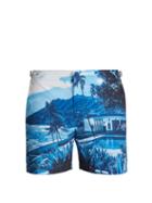 Matchesfashion.com Orlebar Brown - Bulldog Blue View Print Swim Shorts - Mens - Blue