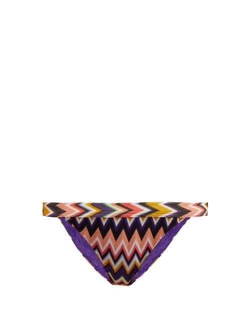 Matchesfashion.com Missoni Mare - Zigzag Knit Bikini Briefs - Womens - Multi