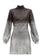 Matchesfashion.com Raquel Diniz - Elle Ombr Sequinned Balloon Sleeve Dress - Womens - Black Silver