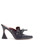 Matchesfashion.com Sies Marjan - Remi Patent Crocodile Effect Leather Mules - Womens - Navy