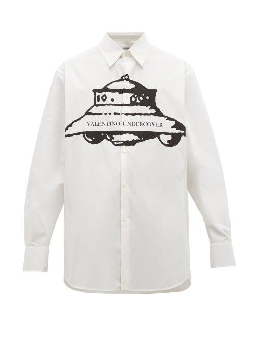Matchesfashion.com Valentino - X Undercover Ufo Print Cotton Shirt - Mens - White