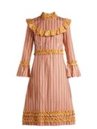 Matchesfashion.com Batsheva - Ruffled Cotton Dress - Womens - Red Multi