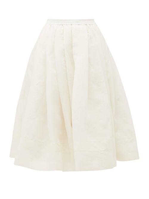 Matchesfashion.com Zanini - Pleated-waistband Silk-gazar Skirt - Womens - Ivory