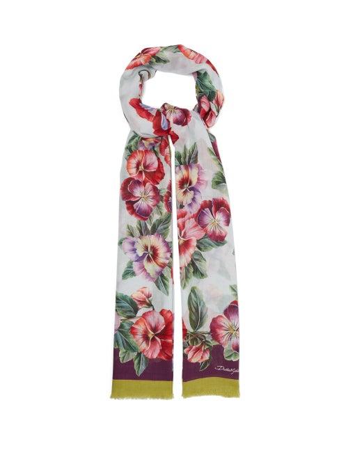 Matchesfashion.com Dolce & Gabbana - Violet Floral-print Modal-blend Scarf - Womens - Pink Multi