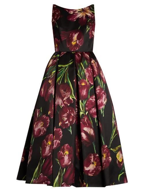Dolce & Gabbana Tulip-print Sleeveless Duchess Silk-satin Gown