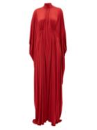 Matchesfashion.com Valentino - Cape Draped Satin Gown - Womens - Red