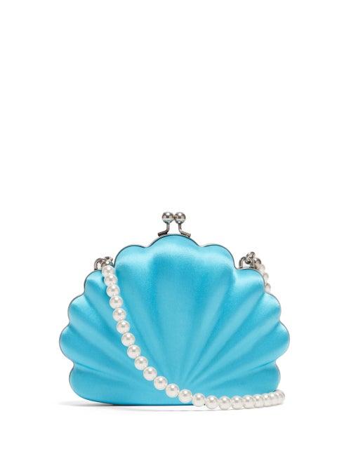 Matchesfashion.com Balenciaga - Shells Satin Clutch - Womens - Blue