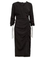 Matchesfashion.com Altuzarra - Orianna Striped Gathered Seersucker Dress - Womens - Black