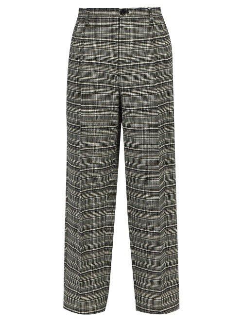 Matchesfashion.com Raf Simons - Relaxed Check Twill Trousers - Mens - Black White