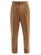 Matchesfashion.com Officine Gnrale - Hugo Single-pleated Belted Cotton Trousers - Mens - Beige