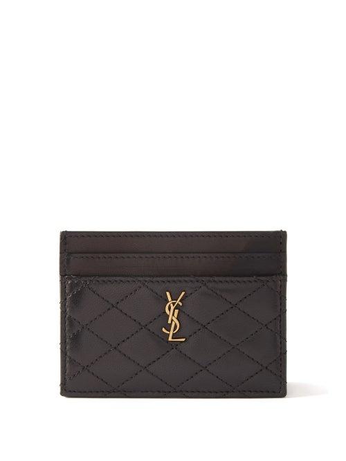 Saint Laurent - Gaby Ysl-plaque Leather Cardholder - Womens - Black