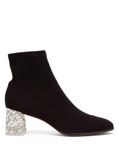 Matchesfashion.com Sophia Webster - Felicity Embellished Suede Ankle Boots - Womens - Black