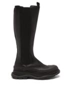 Ladies Shoes Alexander Mcqueen - Tread Sole Leather Boots - Womens - Black