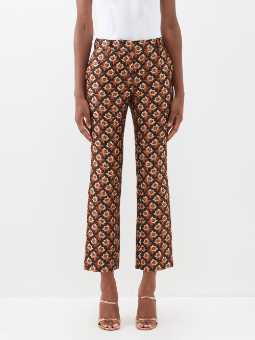 La Doublej - 24 7 Floral-jacquard Trousers - Womens - Black Multi