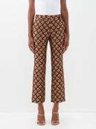 La Doublej - 24 7 Floral-jacquard Trousers - Womens - Black Multi