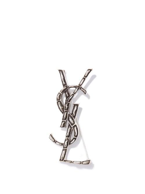 Saint Laurent - Opyum Ysl Monogram Brooch - Womens - Silver