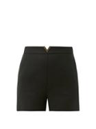 Matchesfashion.com Valentino - V-waist Wool-blend Twill Shorts - Womens - Black