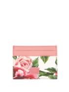 Matchesfashion.com Dolce & Gabbana - Rose Print Leather Cardholder - Womens - Pink White