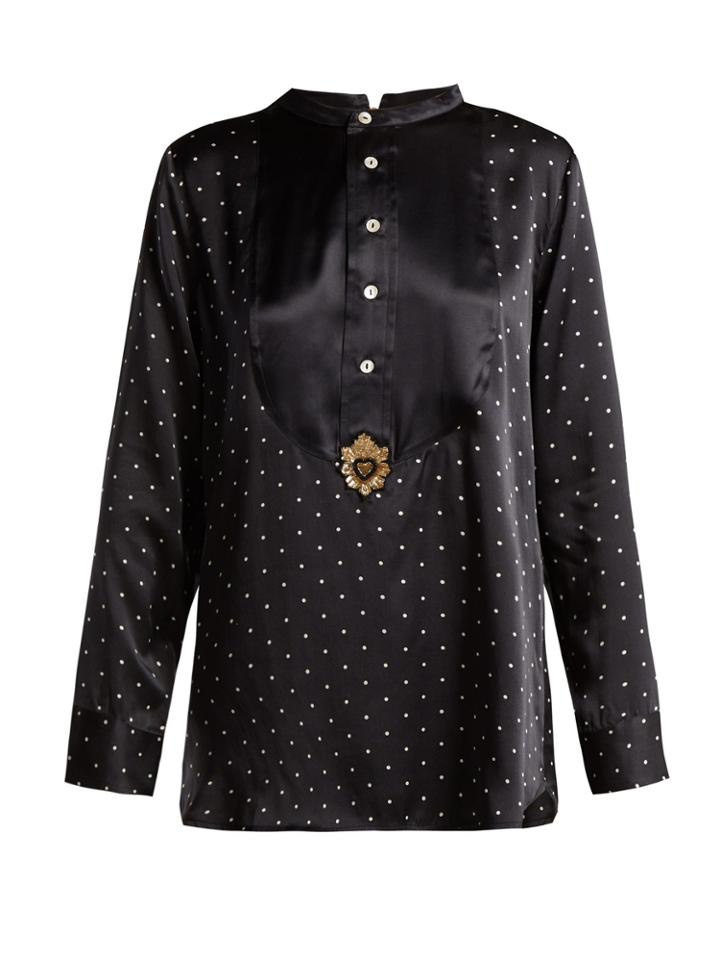 Figue Milagro Polka Dot-print Silk-satin Shirt