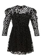 Batsheva - Prairie Polka-dot Flocked-tulle Mini Dress - Womens - Black