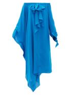 Matchesfashion.com Roland Mouret - Caldera Off-the-shoulder Silk-georgette Dress - Womens - Blue