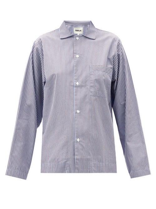 Ladies Lingerie Tekla - Striped Organic-cotton Pyjama Shirt - Womens - Brown Stripe