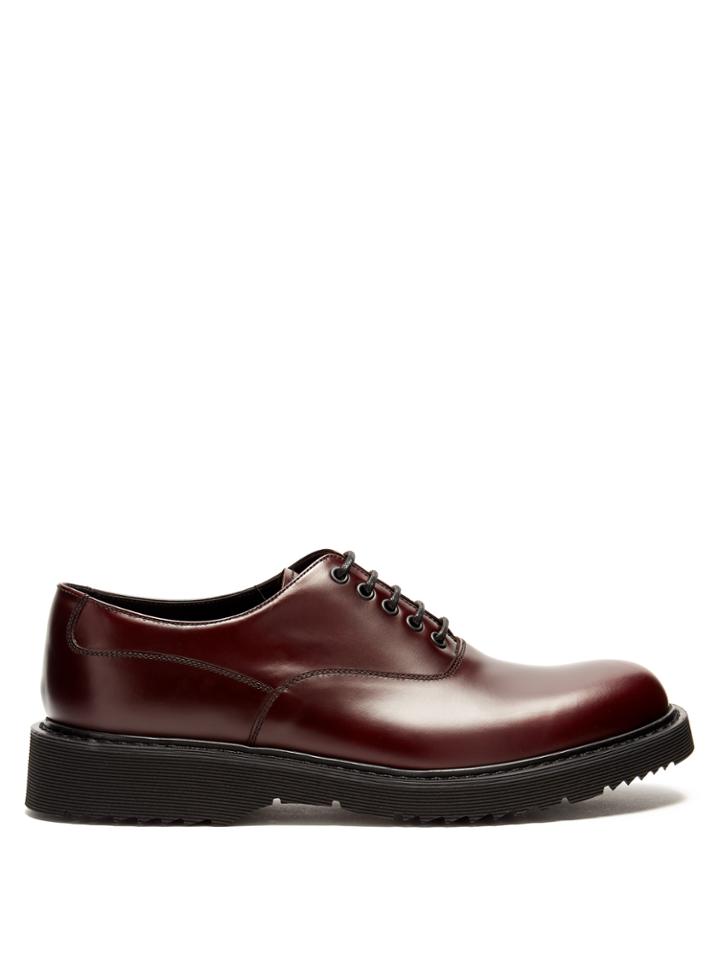 Prada Raised-sole Leather Derby Shoes