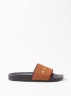 Marni - Logo-embroidered Rubber Slides - Mens - Black Brown